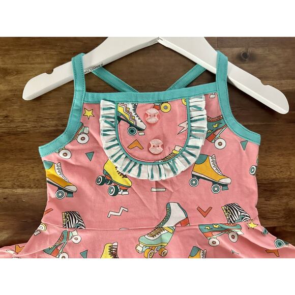 NWT Wildflowers Daydream Believer Pink Spaghetti Strap Roller Skate Rink Top 2 - Picture 3 of 7